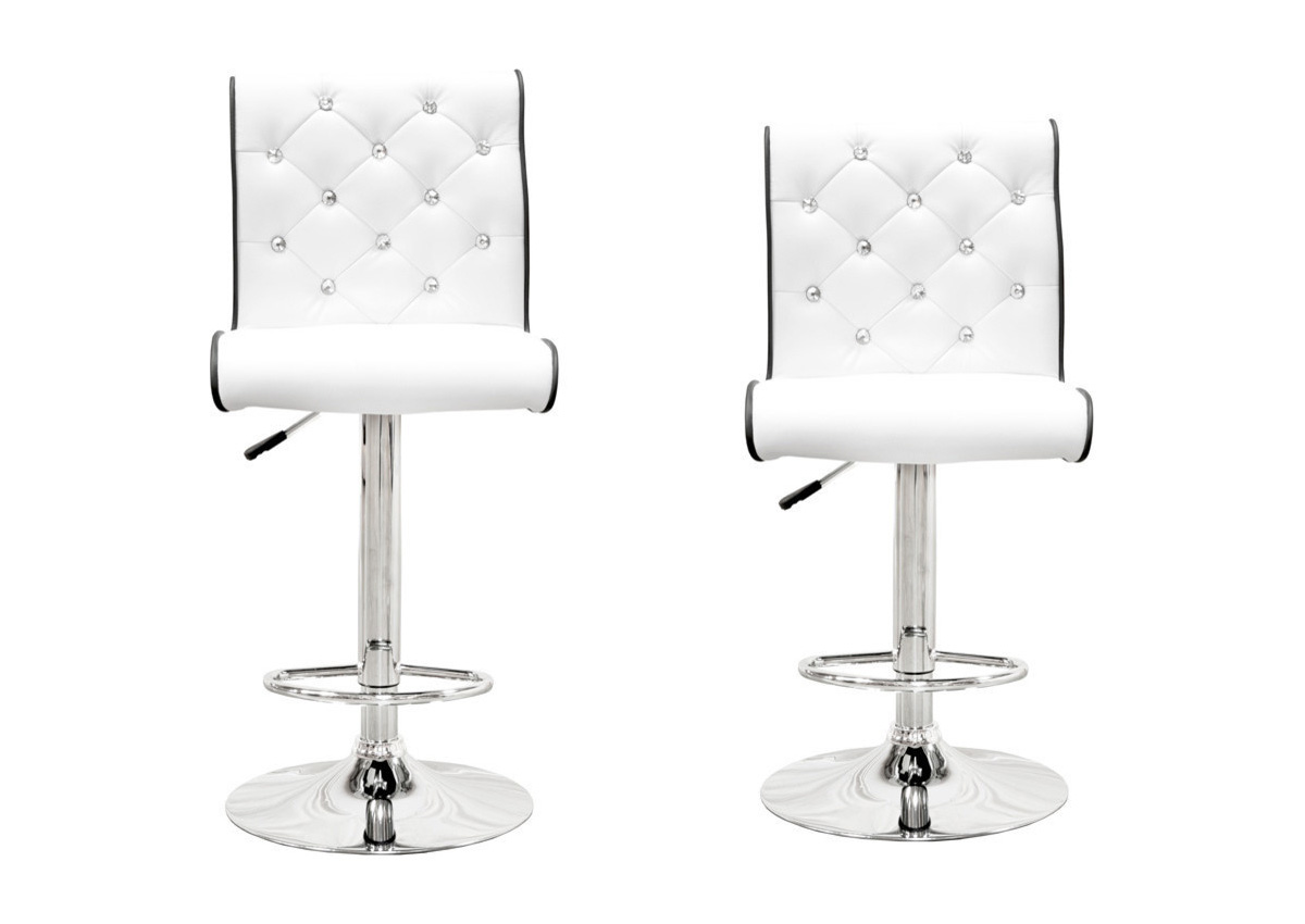 Barry Crystal Tufted White Barstool Set Of 2