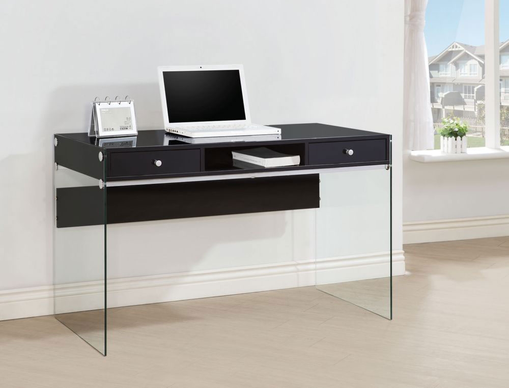 large glass writing desk