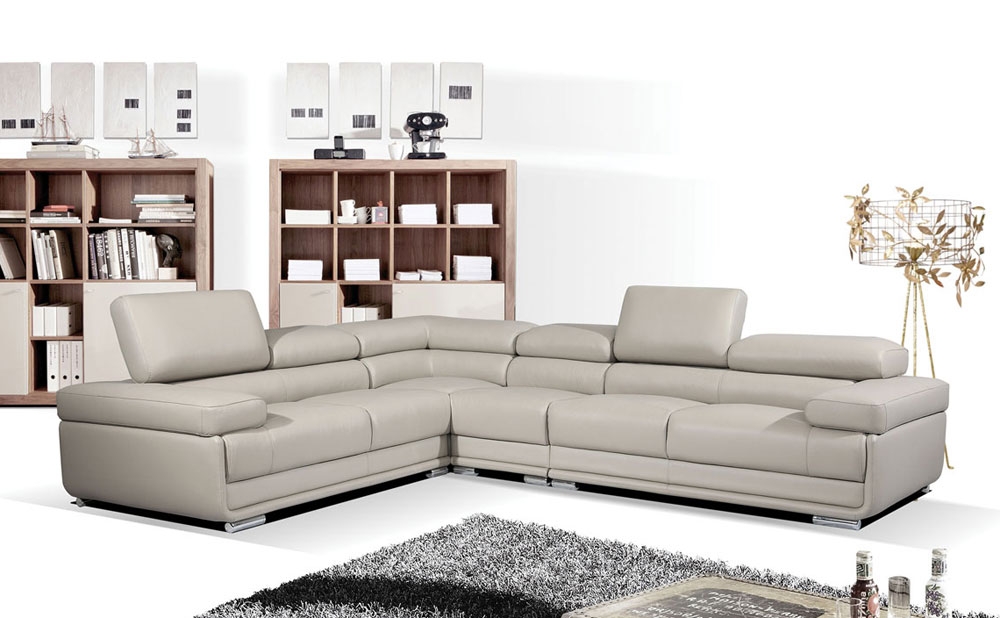 beige genuine leather sectional