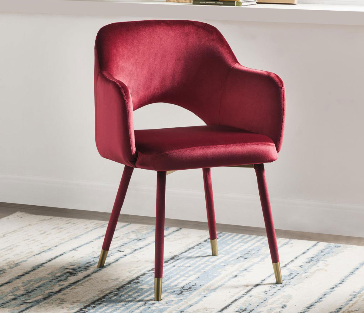 celona red velvet accent chair