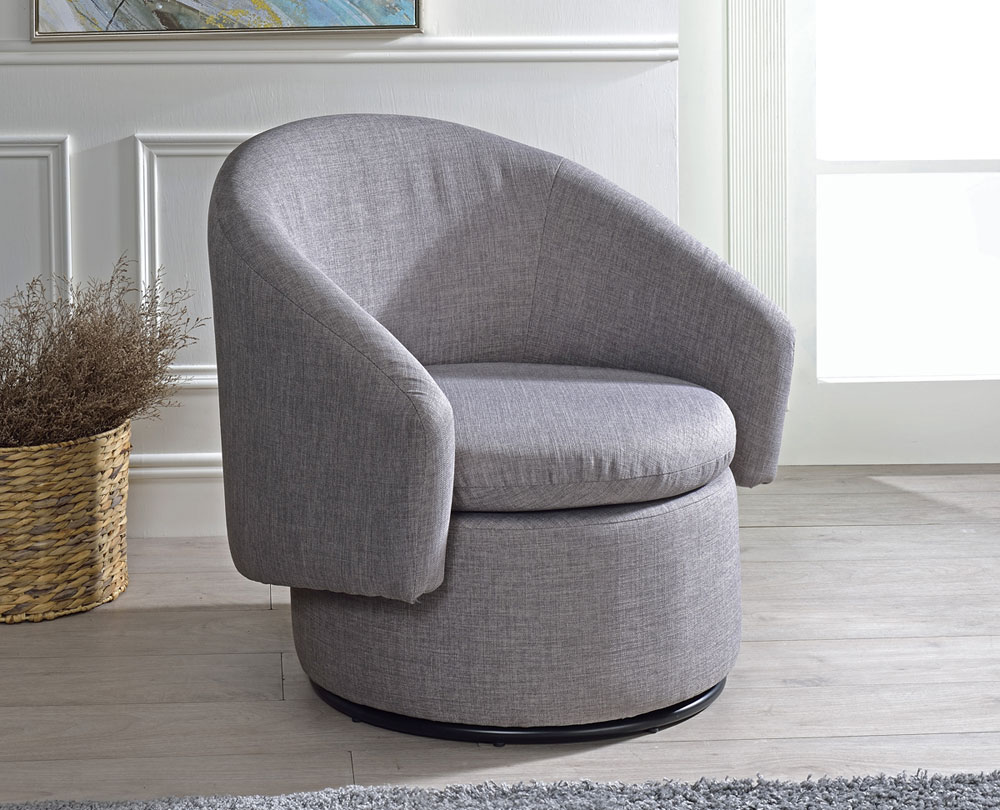 grey linen swivel chair