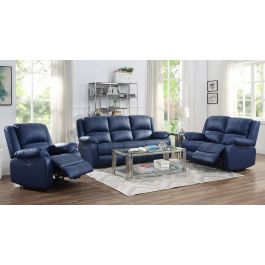 Navy blue reclining discount sofa