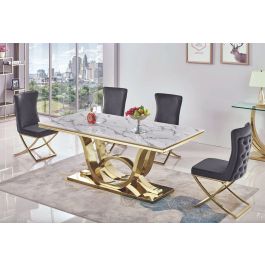 Baristo Marble Top Dining Table Gold Base