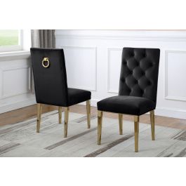 Bina Black Velvet Chairs With Gold