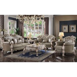 Dresden Taupe Leather Traditional Sofa