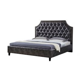 Elizabeth Dark Grey Leather Tufted Leather Bed