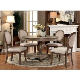 Faelynn Rustic Oak Round Table Set