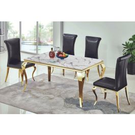 Haley Marble Top Dining Table Gold Legs