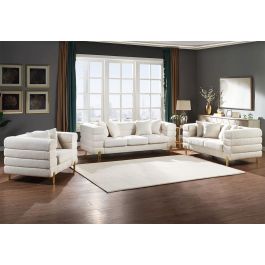 Pedro White Sherpa Modern Sofa