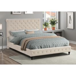 Frankfurt Tufted Beige Velvet Bed