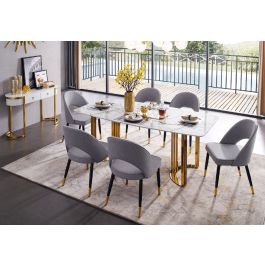 Vonnie Marble Top Dining Table Gold Base