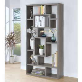 Zela Rustic Grey Finish Bookcase   Zela Rustic Grey Bookcase 