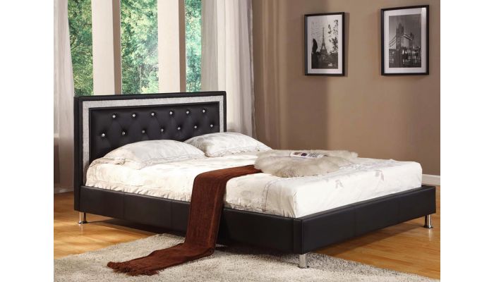 Agnes Modern Black Leather Bed