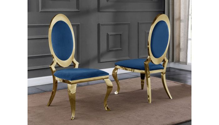 Amelia Blue Gold Dining Chairs