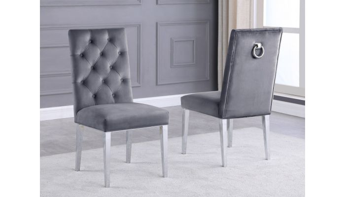 Bina Grey Velvet Dining Chairs