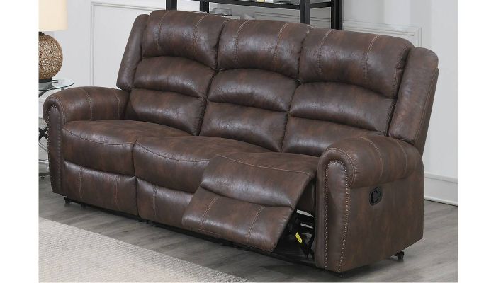 leather and fabric recliner sofa