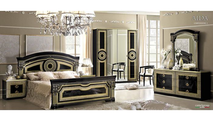 Aida Black Italian Bedroom Set
