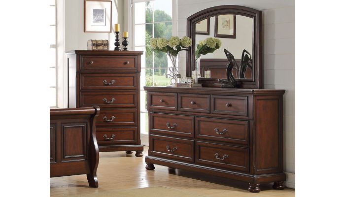 Derby Walnut Finish Sleigh Bed Collection