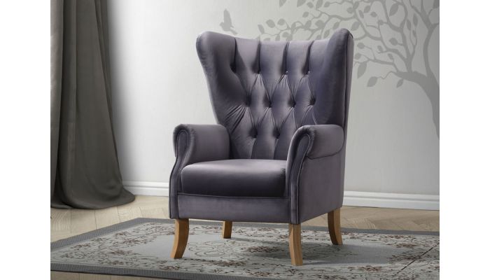 grey upholstered accent chair