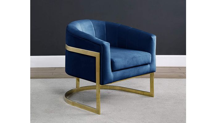 blue velvet barrel chair