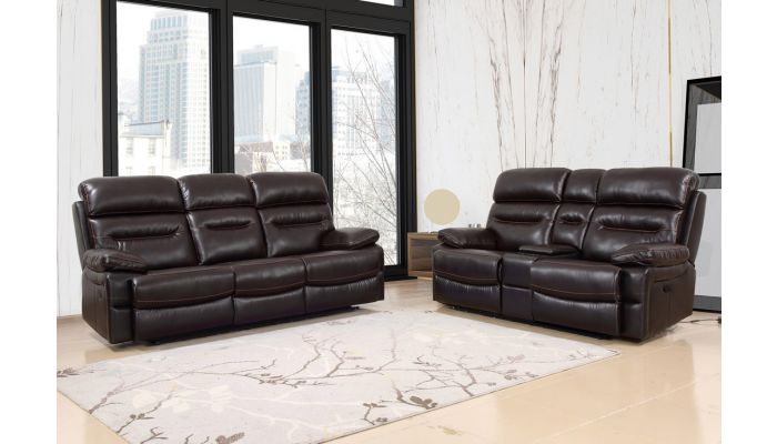 Fullerton Brown Leather Recliner Sofa