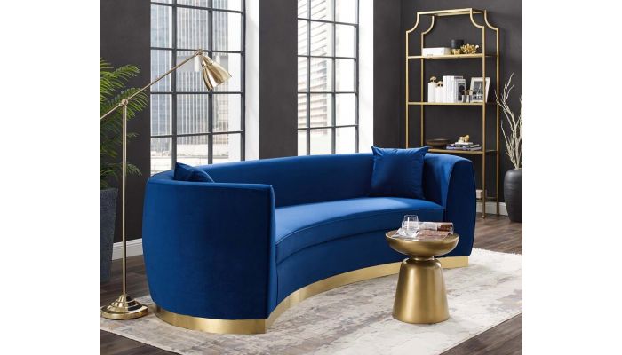 Antonsen Navy Velvet Sofa Gold Base