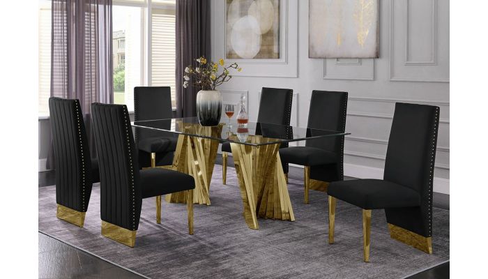 Gold Dining Room Chairs / Glass And Brass Oval Dining Table With White