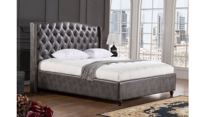 Kelly Button Tufted Leather Bed