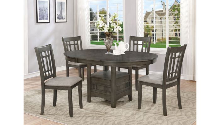 small round table with four chairs