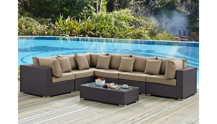 7 piece outdoor wicker sectional