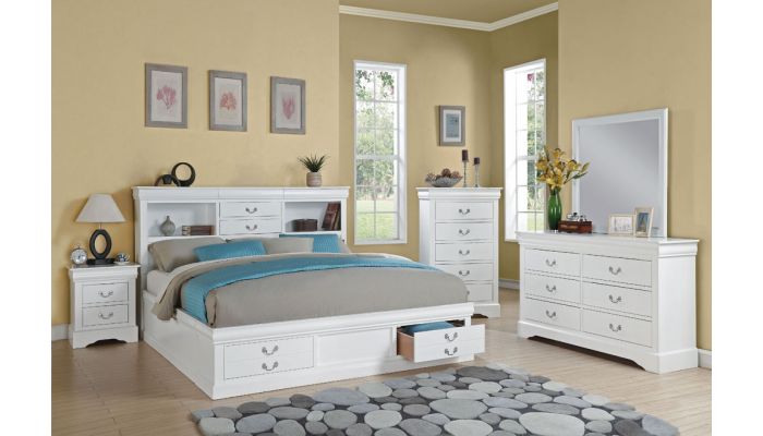 Louis Philippe Storage Bed White Finish