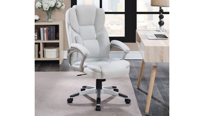 white leather modern office chair