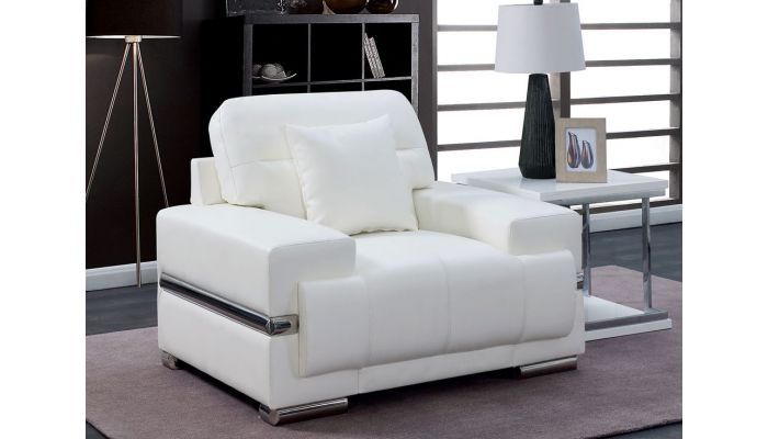 modern white leather armchair