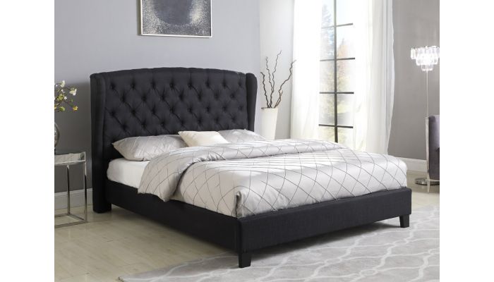 Richmond Black Linen Winged Bed