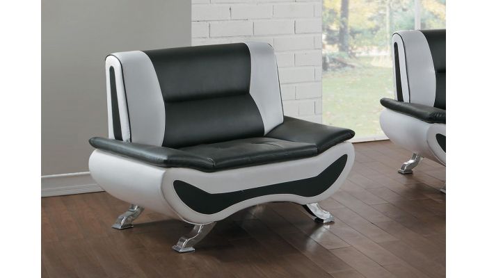 black and white leather armchair