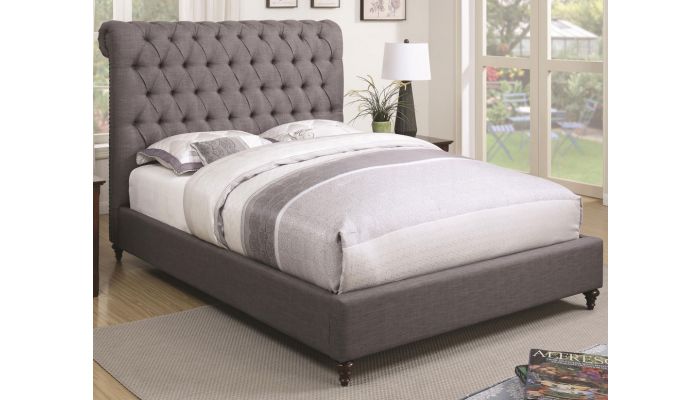 Velma Grey Fabric Upholstered Bed