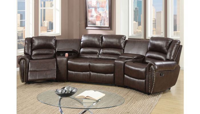 brown leather theater recliner