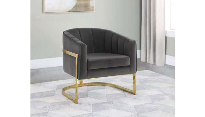 grey velvet chair with gold legs