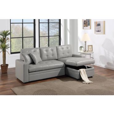 Abrielle Sectional Sleeper Grey Leatherette