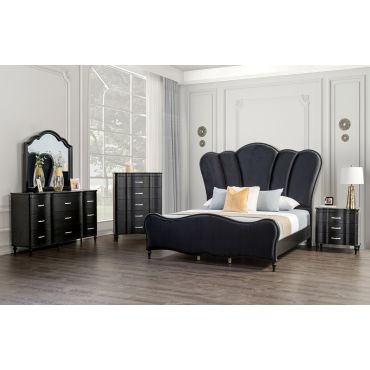 Adira Black Finish Classic Bedroom Set