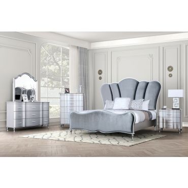 Adira Classic Bedroom Set Silver Finish