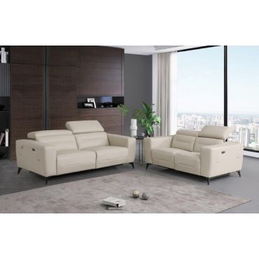 Adriano Beige Italian Leather Recliner Sofa Set