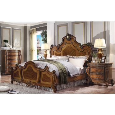 Alexandra Honey Oak Finish Traditional Bed