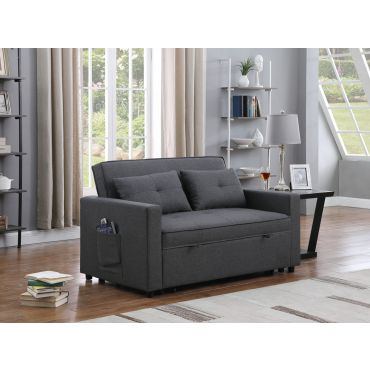 Almer Dark Grey Love Seat With Sleeper