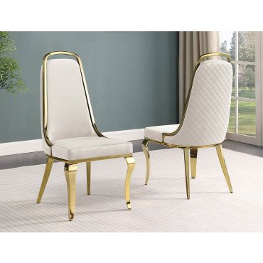 Angela Dining Chairs Cream Velvet Gold