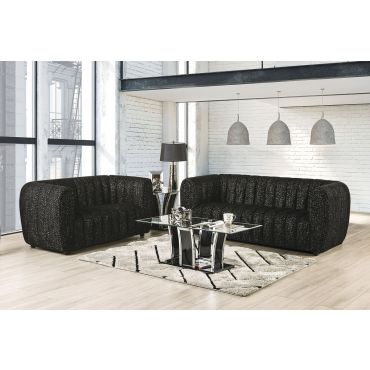 Antares Black Boucle Modern Sofa Set