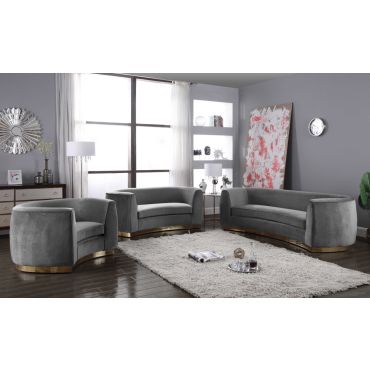 Antonsen Grey Velvet Modern Sofa Set