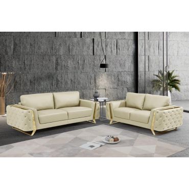 Ariana Beige Italian Leather Sofa