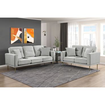 Ashford Light Grey Velvet Sofa Set