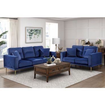 Ashford Blue Velvet Sofa Set